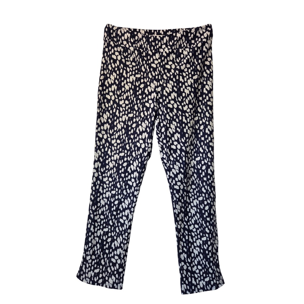 Jude Connally Pull-On Ankle Pants Size XS Blue White Abstract Stretch